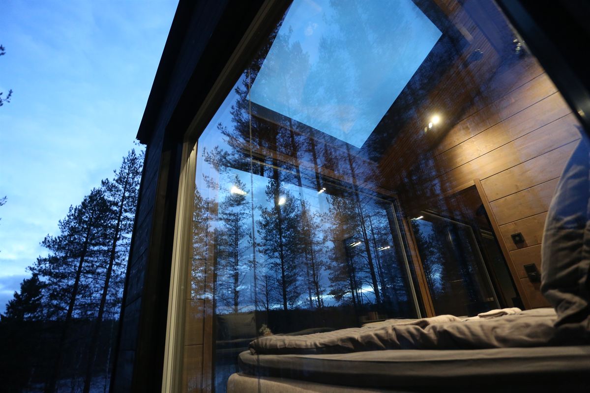 The skylight above the bed