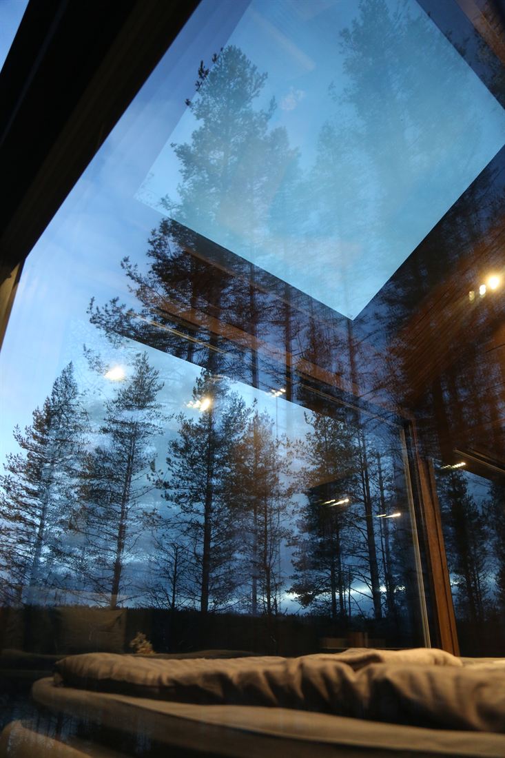 The bedroom under the skylight